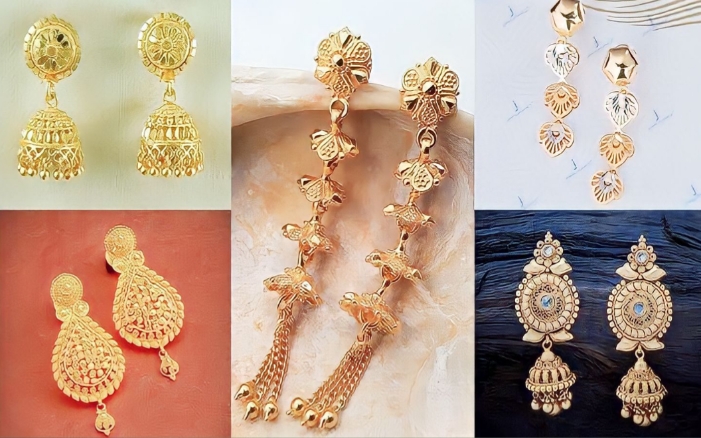 Latest Bridal Gold Earrings Designs with Price In 2023 - People choice