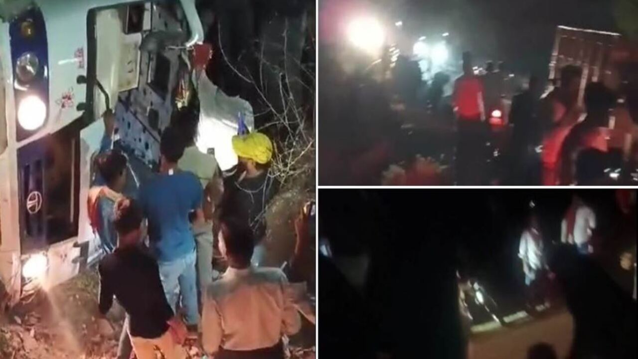 बारातियों से भरी बस पलटी, दो दर्जन से ज्यादा बस में सवार लोग घायल