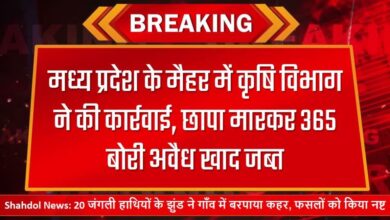 बड़ी खबर; मध्य प्रदेश के मैहर में कृषि विभाग ने की कार्रवाई, छापा मारकर 365 बोरी अवैध खाद जब्त