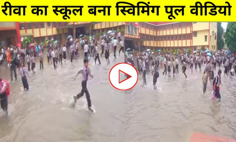 रीवा में स्कूल बना स्विमिंग पूल! बारिश में बच्चों ने पानी में की धमाल मस्ती रीवा में स्कूल बना स्विमिंग पूल! बारिश में बच्चों ने पानी में की धमाल मस्ती